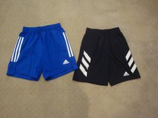 Lot of 2 EUC Adidas Youth Performance Logo Shorts Black Blue Youth Medium 10/12