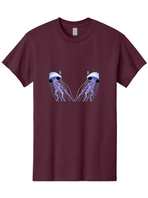 Jellyfish-Pair Mens Graphic Tee, 100% Cotton, Casual Summer Wear