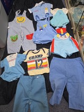 Vintage 90s Y2K Baby/toddler Clothing Lot Of 9 Pc Dif Sizes Rompers Bibs Shirt