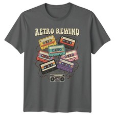 Retro Rewind Cassette Boombox Retro Music Mens T-Shirt 80s 90s Nostalgia