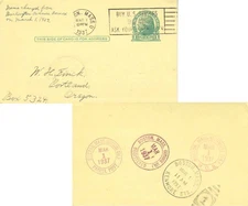 Massachusetts Kenmore Sta. Boston 1937 numeral duplex  Postal Card  Philatelic.