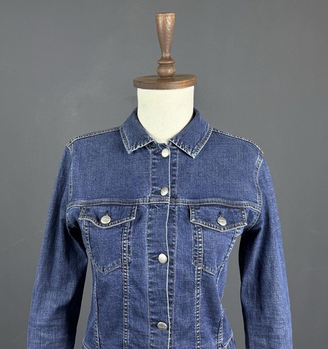 WEEKEND MAX MARA Blue Denim Silver Button Jean Jacket Size US 4 IT 38 - Picture 2 of 15