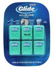 Oral B Glide All-In-One Comfort Plus Dental Floss Mint 6 pk 44m Each Total 264m