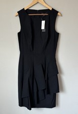 Banana Republic Black Dress Size 6 Tall Flounce Ruffle Lightweight Wool New NWT