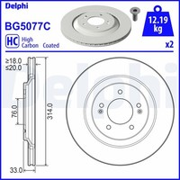 2X Bremsscheibe Delphi BG5077C FüR Hyundai I30 Fastback PDE Pden PD Kona OS OSE