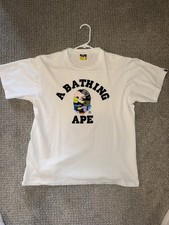 A Bathing Ape White Graphic Logo Crew Neck Short Sleeve Men's T-Shirt Size S
