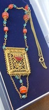 Antique rare orate pendant necklace art deco filigree design pendant necklace