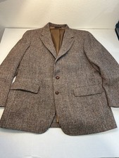 Harris Tweed Blazer Scottish Wool Herringbone USA Hand Woven Business Career 44L