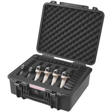Portable Hard Pistol Cases w/ Pre-cut PU Foam Lockable Pistol Case for 6 Pistol
