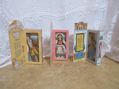 3 Hallmark Cloth Dolls Famous American 6 1/2 in. A. Earhart A Oakley Susan B