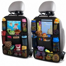 Car Backseat Organizer with 10" Table Holder, 9 Storage Pockets Black