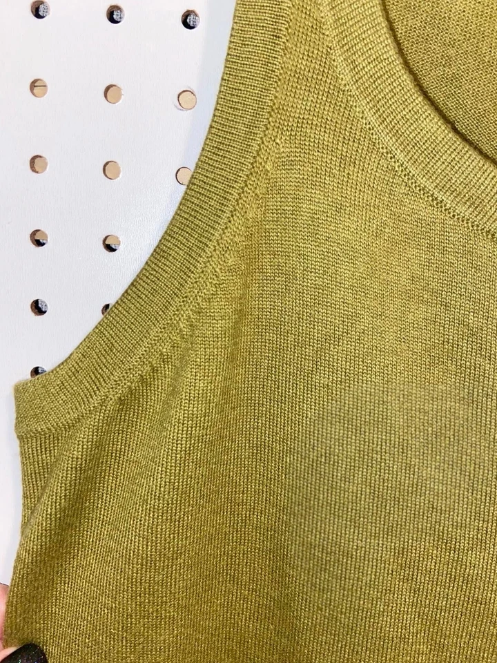 Suéter sin mangas Ellen Tracy Olive para mujer XL MRSP 178,00 NUEVO CON ETIQUETAS Foto 3 de 4