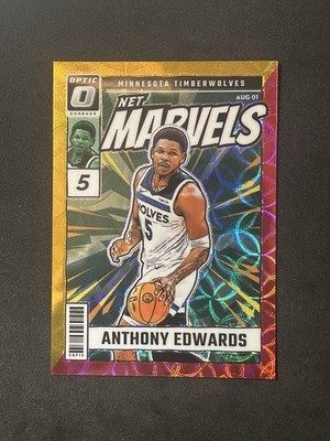2024-25 Donruss Optic - Net Marvels Anthony Edwards #3 Intl Red And Gold /99
