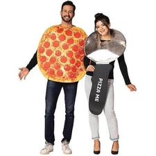 Pepperoni Pizza & Pizza Cutter Adult Couples Costume - Rasta Imposta