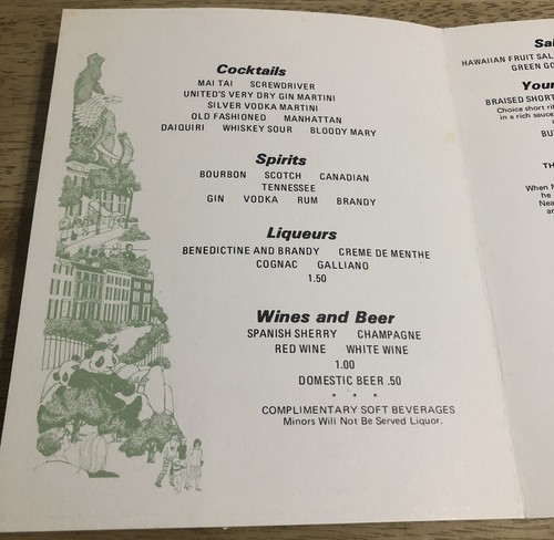 Menú De Colección United Airlines - Hawaii - 2 Páginas - Peter Hayward, Artista "Casa Blanca" - Imagen 5 de 6
