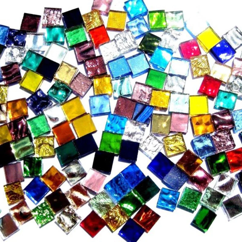 110pcs Tiles Mosaic Stained Glass Pieces Colored For Art Craft Bulk 1 1 0.4cm