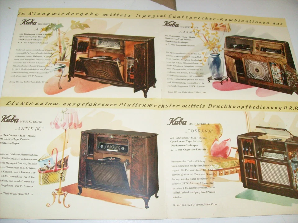Rare Vintage Radio Brochure - KUBA - German console radios - Capri - Venetia ad  - Image 4 of 4