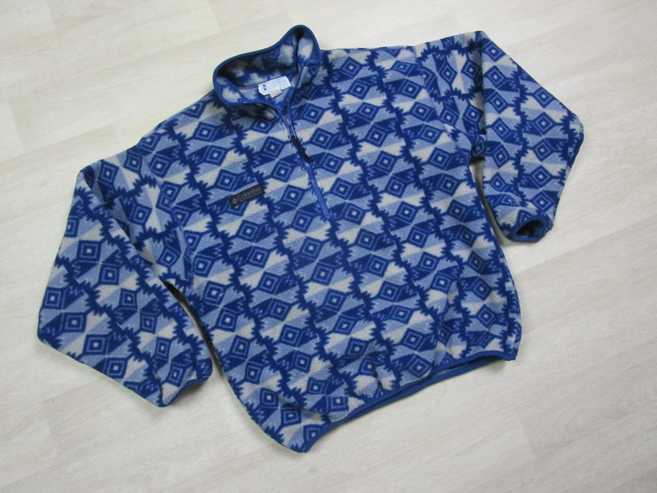 Vintage 90s Columbia Southwest Aztec Fleece Pullover Jacket Womens L Made in USA - Image 2 of 4