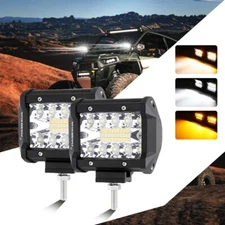 2x AUXBEAM 4" LED Light Bar Flashing Strobe Amber/White for Can-Am Maverick X3