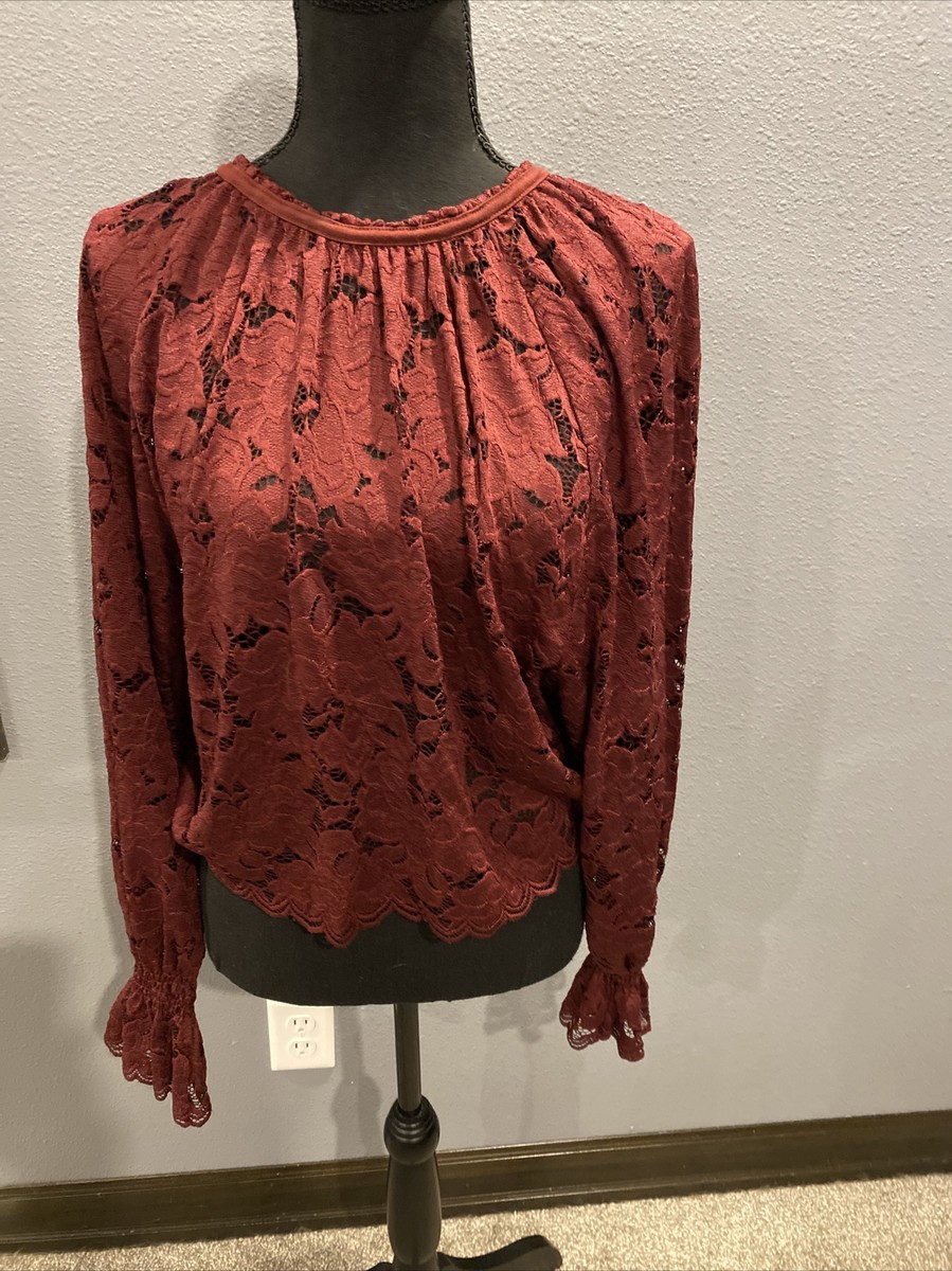 burgundy sheer top