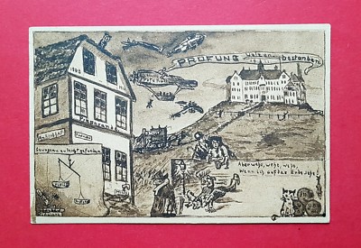 Artist Postcard Uelzen around 1911 Exam Passed with Aircraft Airship (37177