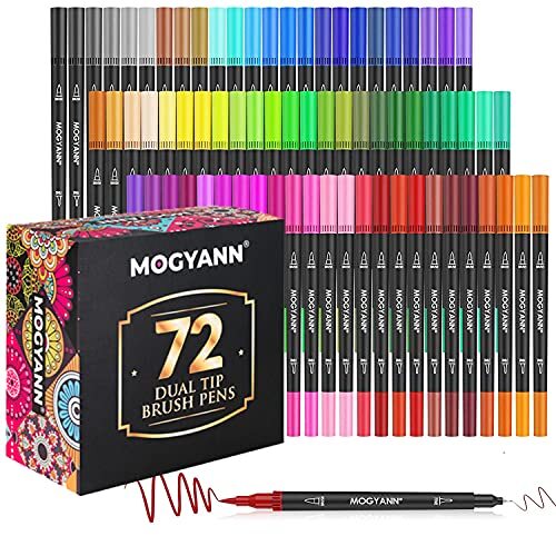 Markers for Adult Coloring - 72 Color Dual Tip Brush Pens Coloring Markers Set