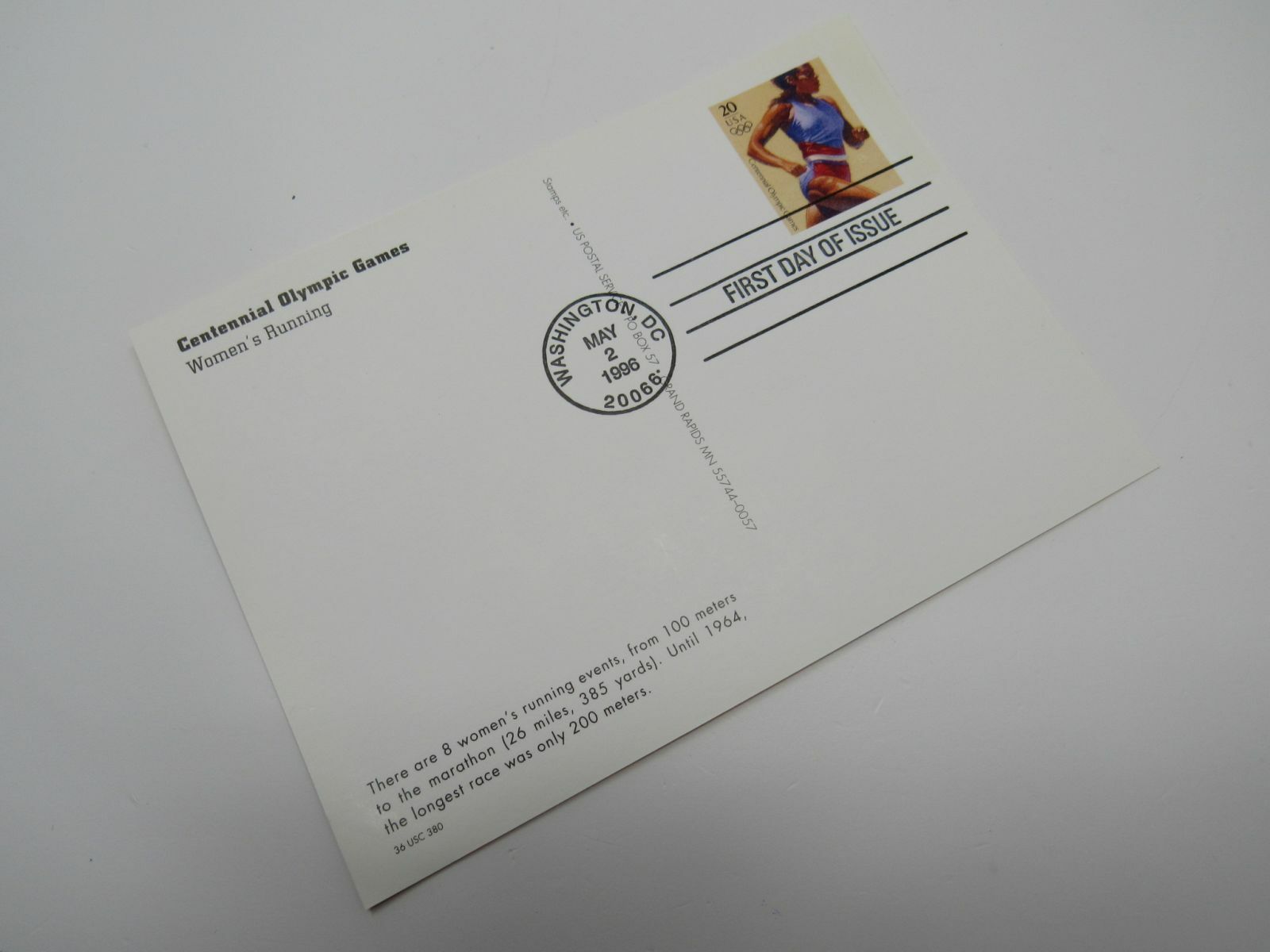USPS Scott UX244 Vintage 20c Centennial Olympic Games Atlanta First Day Of Issue