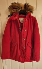 Woolrich Arctic Icon Parka Ramar Cloth Fur Trim Marine Scarlet Down Filled