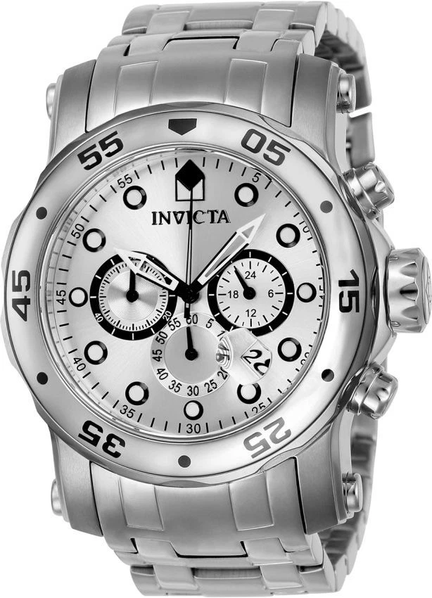 Invicta Pro Diver 48mm Chronograph Silver Dial Stainless Steel Men s Watch 23649