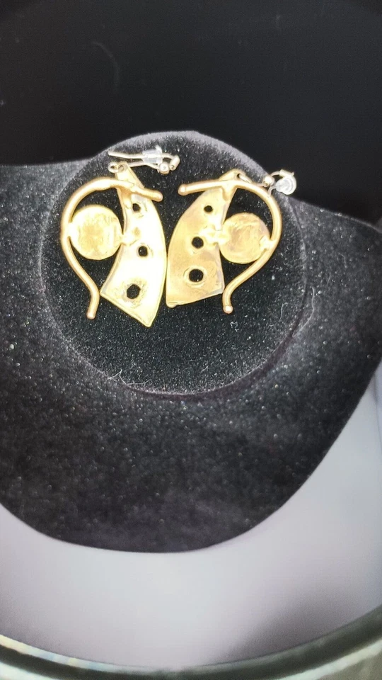 Brincos dominó olho de tigre - feitos à mão - excelente estado - Imagem 2 de 2