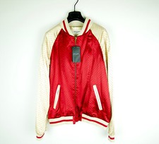 Saint Laurent Paris Silk Red Satin Studded Raglan Teddy Jacket 50 3,990 New