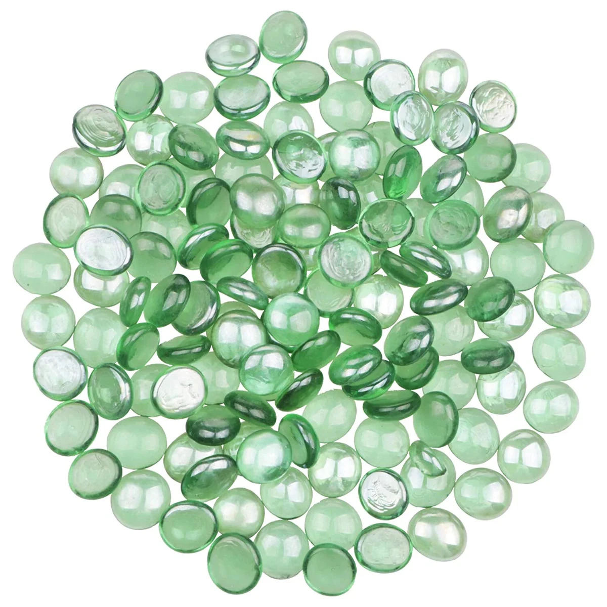 Green Flat Marble Decorative Beads Glass Gems For Home Decoration Vase  Filler