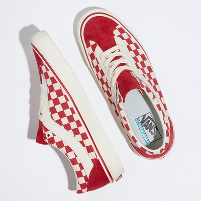 vans checkered shoes red