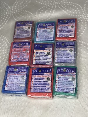 Premo! Sculpey Oven Bake Polymer Clay Lot of 9 2 oz. Packs