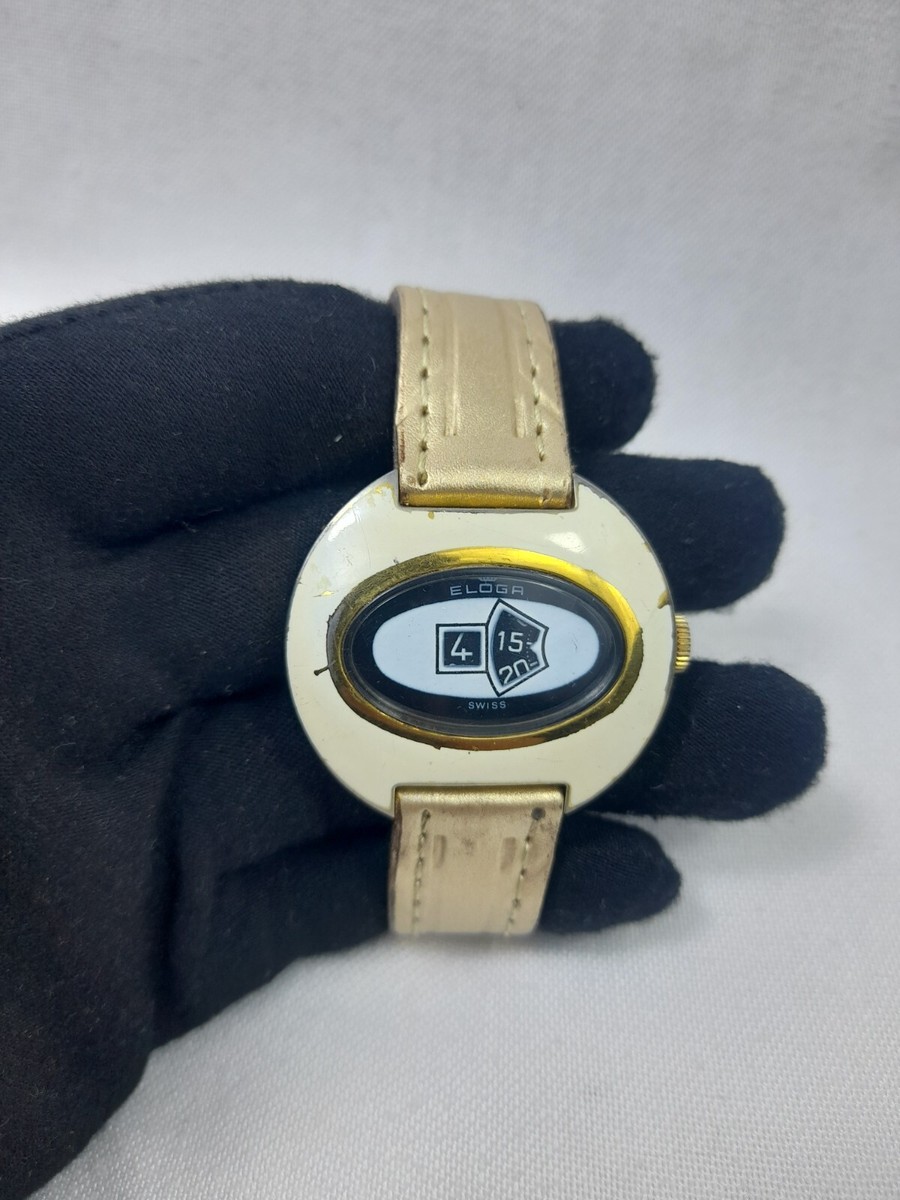 Rare Vintage ELOGA Watch Digital Jump Hour Mechanic Wristwatch | eBay