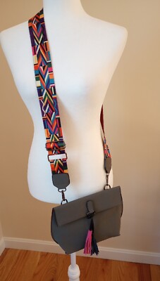 Threaded Pear Boho Vegan Leather Crossbody Bag Tassel Accent NWOT