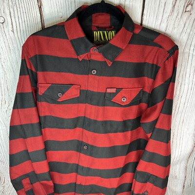 DIXXON Mens Small Flannel The Cobain Nirvana Red Black Button Front Shirt