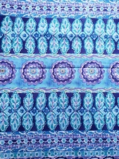 FreeSpirit Fabric Painted Garden Heather by Dena Blue Purple Floral 58" x 43"