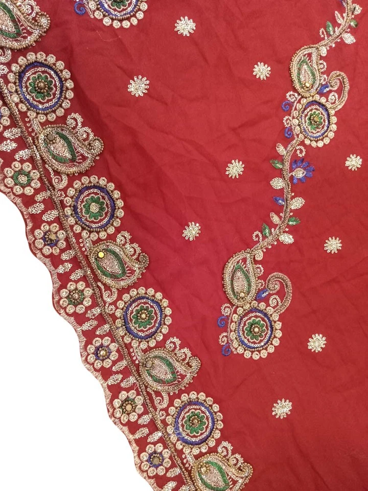 Bufanda Dupatta de Gasa Vintage India Bordada Estola Larga Para Mujer LD7125 Foto 4 de 4
