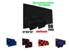 96PACK 12"X 2"X1" Acoustic Foam Panel Wedge Studio Sound Absorb Wall Tiles Color
