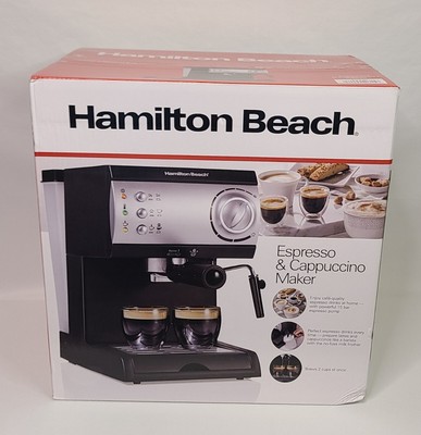 Hamilton Beach Espresso Machine 2-Cup + 15-Bar Pump+ Steam Control+ Milk Frother