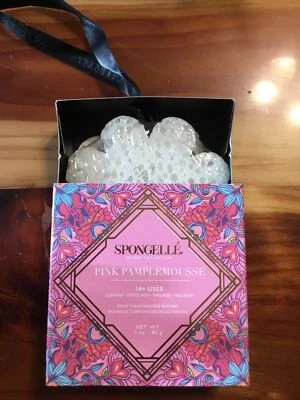 Spongelle PINK PAMPLEMOUSSE Infused Bath Sponge Buffer Grapefruit Rose 3oz