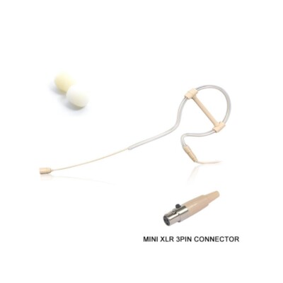 Quality Beige Single Earhook Headset Mic Headworn Microphone Mini 3-Pin XLR Pyle