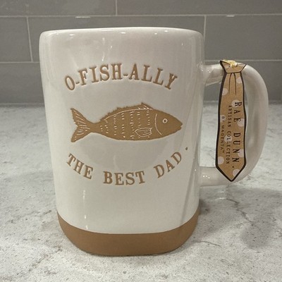 O FISH ALLY THE BEST DAD Rae Dunn 19oz Mug Father s Day Fishing Gift NEW
