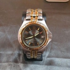 GUESS Waterpro Analog Wristwatch Two-Tone Stainless Steel Band Black Dial 100M