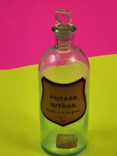 6" British ANTIQUE Drug Store APOTHECARY pharmacy bottle Paper Label NICE