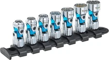 Titan 66840 7-Piece 1/4-Inch Drive Metric Auto Flex Universal Socket Set, 12-Pt
