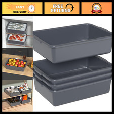 13L Commercial Bus Tote Box Set - Gray Plastic Dish Tub, 4 Pack Storage Bins