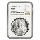 1986 American Silver Eagle $1 NGC MS 69