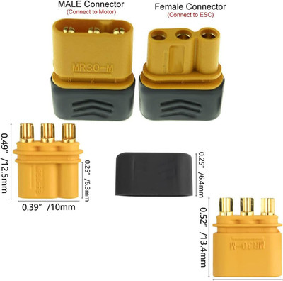 RUNCCI-YUN 10 Paar MR30 Stecker Buchse Bullet Connectors, MR30 Batteriestecker